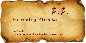 Petrovity Piroska névjegykártya